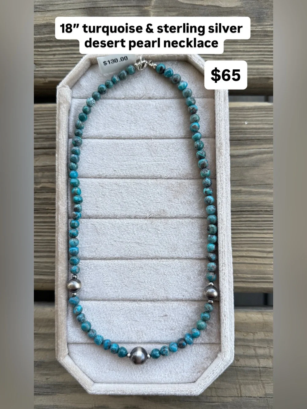 Turquoise & Sterling Silver Desert Pearl Necklace - 18